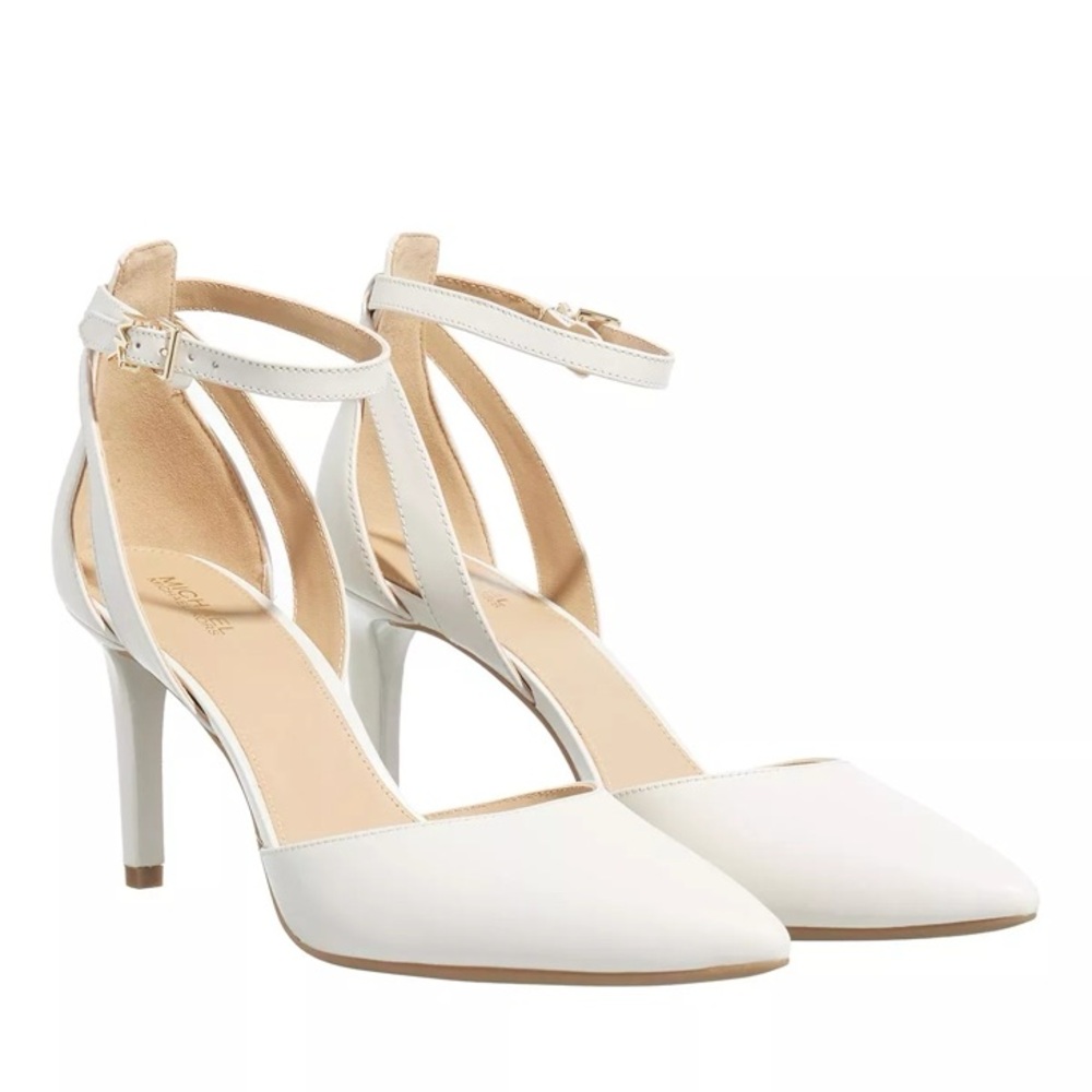 MICHAEL KORS White Ankle Strap Heels